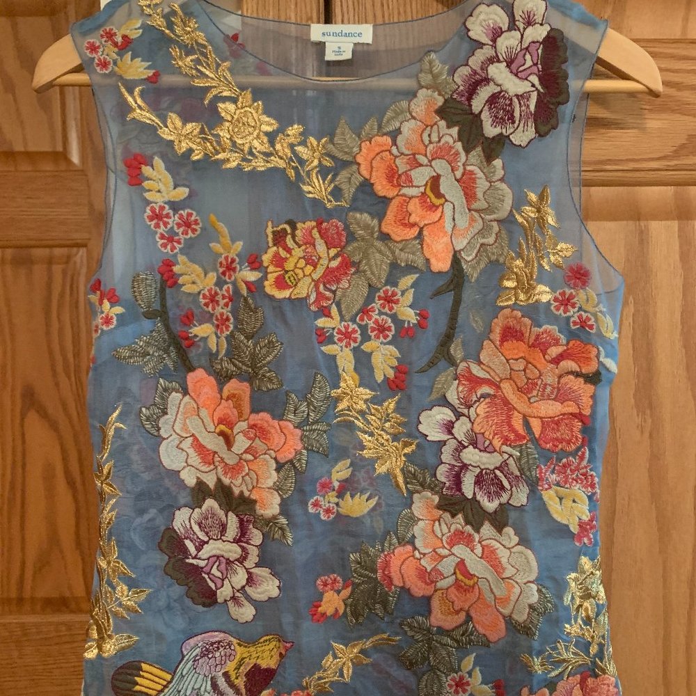 Sundance Embroidered Flowered Tank with Camisole